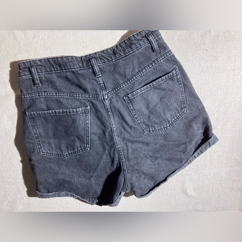 Zara High Waist Baggy Black Denim Shorts - Picture 9 of 10